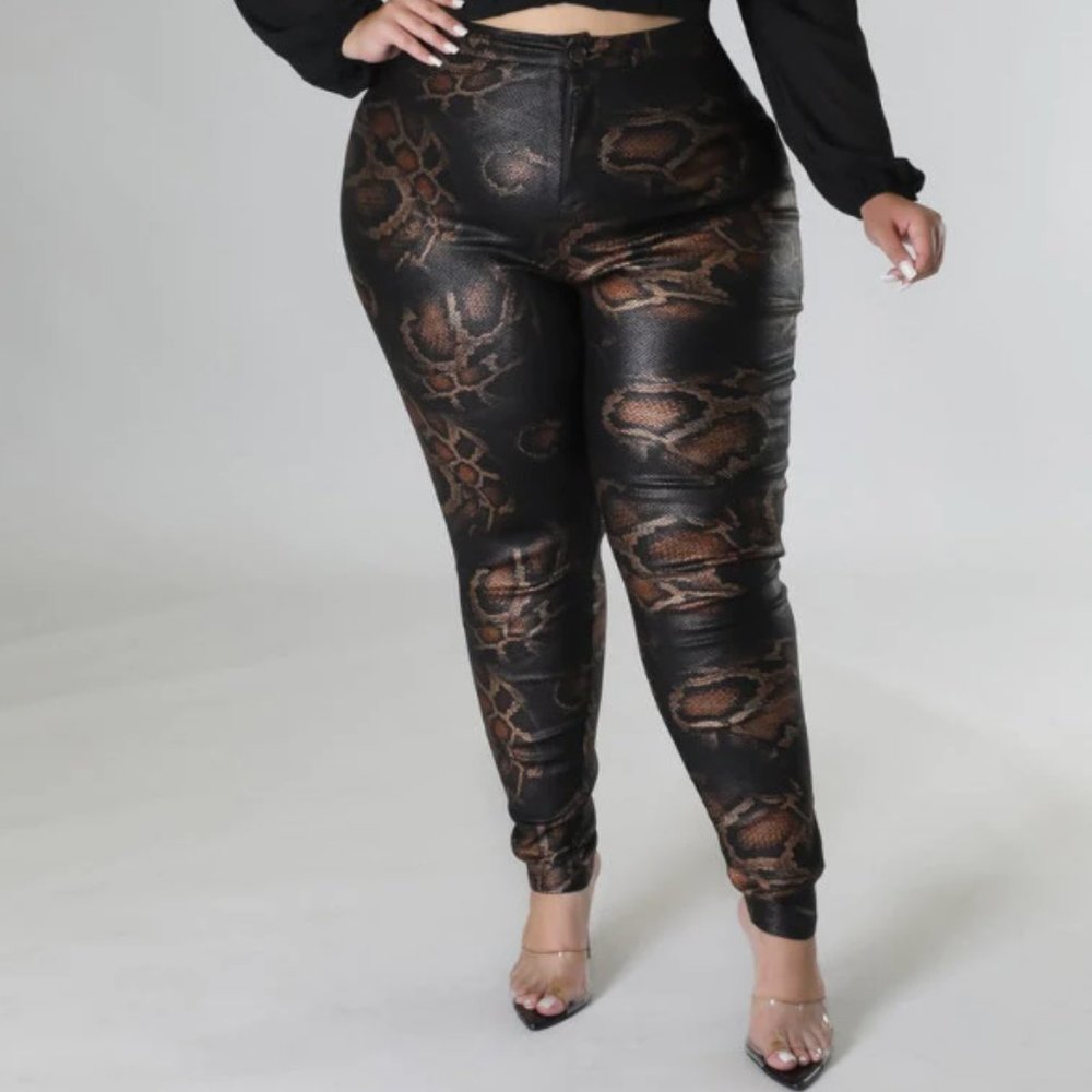 Black and gold foil snake print skinny's